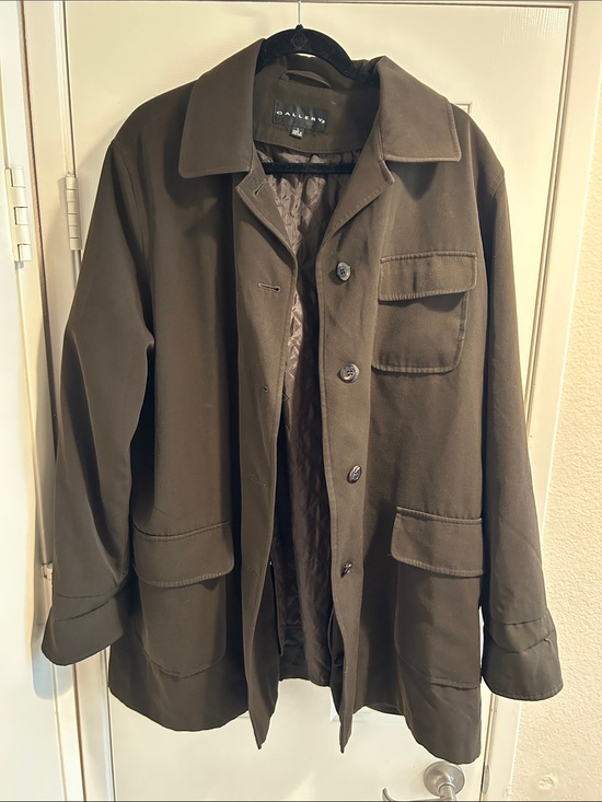 Gallery Jackets & Blazers - Gallery Dark Olive Brown Utility Barn Jacket Coat Removable Liner Women Large